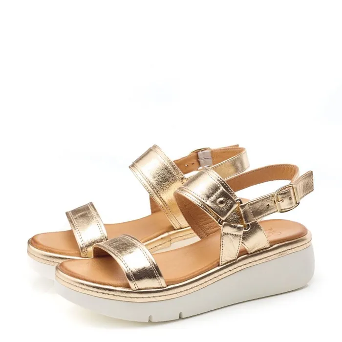 Moda In Pelle Nelly Gold Leather Women Wedge Sandals Moda In Pelle Nelly Gold Leather Women Wedge Sandals