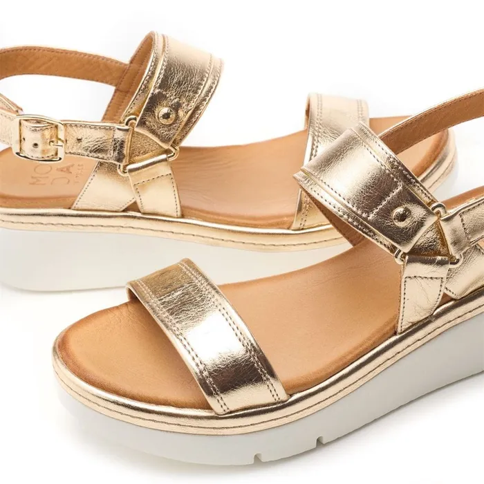 Moda In Pelle Nelly Gold Leather Women Wedge Sandals Moda In Pelle Nelly Gold Leather Women Wedge Sandals