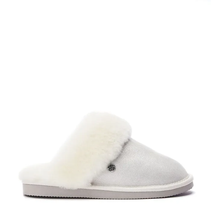 Moda In Pelle Nightfall White Metallic Suede Women Slippers