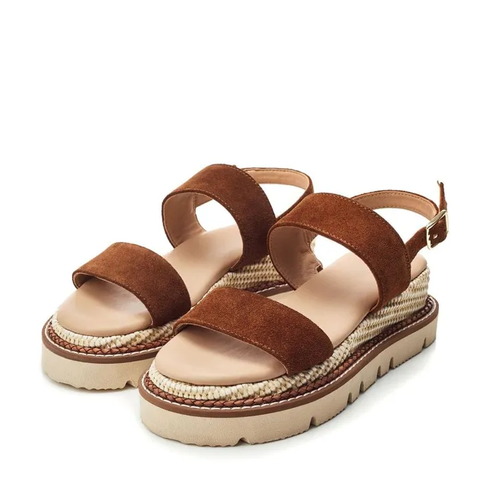 Moda In Pelle Nilania Tan Suede Women Flat Sandals