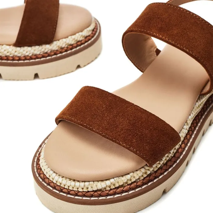 Moda In Pelle Nilania Tan Suede Women Flat Sandals