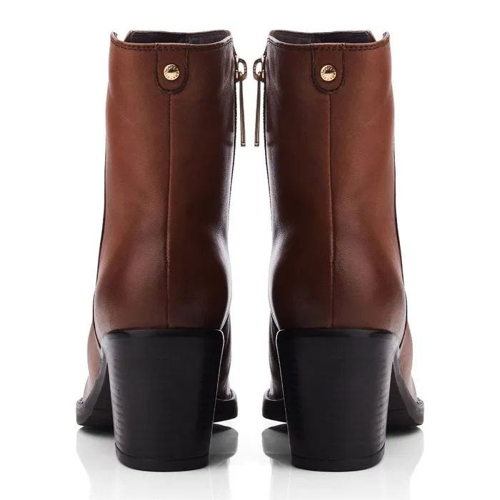 Moda In Pelle Noula Tan Leather Women Heeled And Wedge Boots