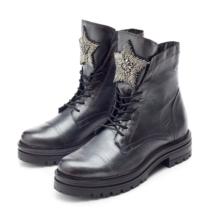 Moda In Pelle Oakleigh Dark Pewter Leather Women MidCalf Boots