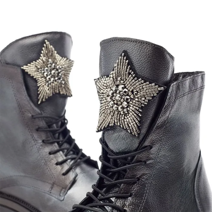 Moda In Pelle Oakleigh Dark Pewter Leather Women MidCalf Boots