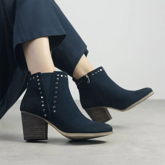 Moda In Pelle Ohad Navy Suede Women Heeled And Wedge Boots