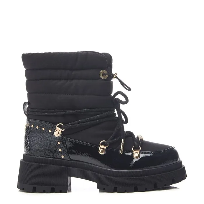 Moda In Pelle Oliwa Black Textile Women Chunky Boots