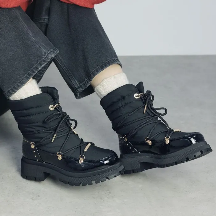 Moda In Pelle Oliwa Black Textile Women Chunky Boots