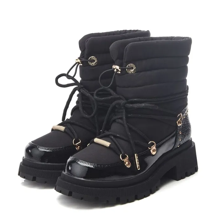 Moda In Pelle Oliwa Black Textile Women Chunky Boots