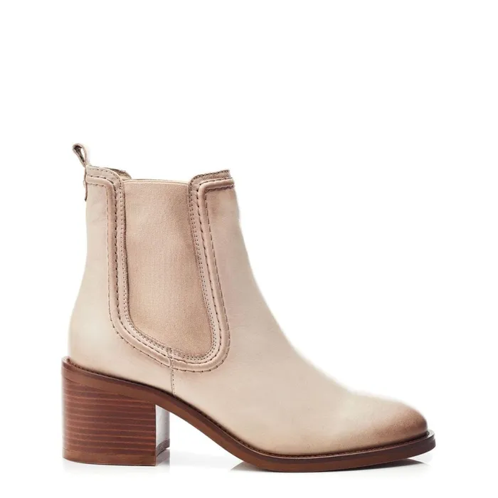 Moda In Pelle Omally Cream Leather Women Chelsea Boots