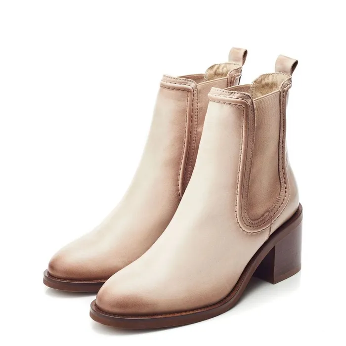 Moda In Pelle Omally Cream Leather Women Chelsea Boots