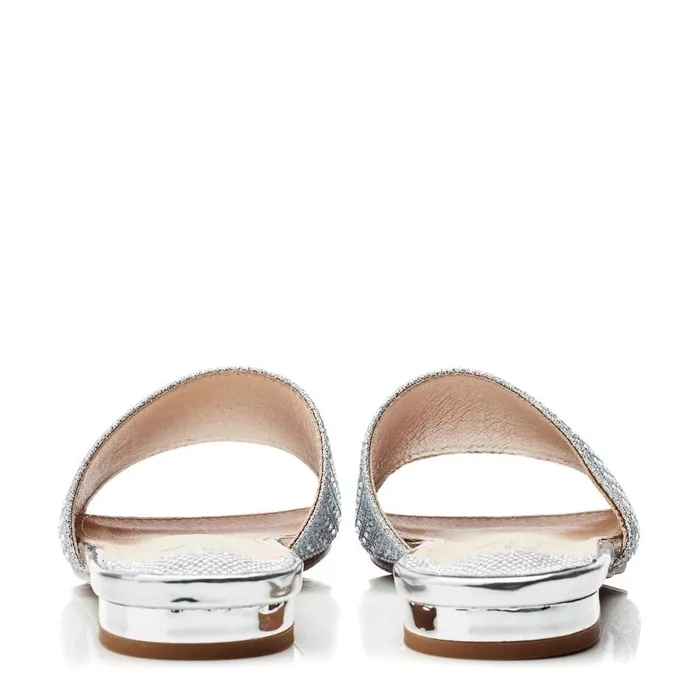 Moda In Pelle Omiley Silver Textile Women Flat Sandals