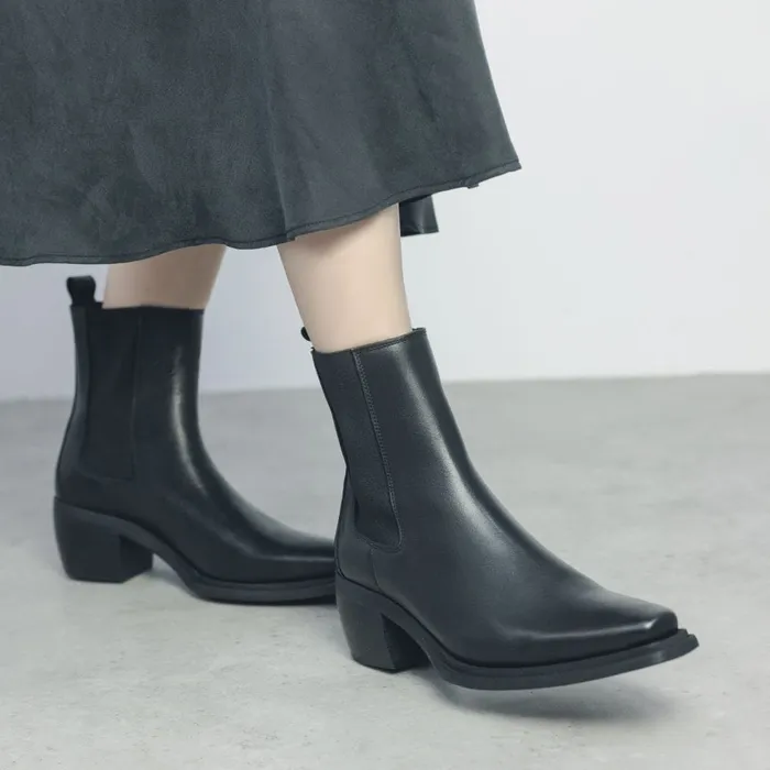 Moda In Pelle Ontel Black Leather Women Chelsea Boots