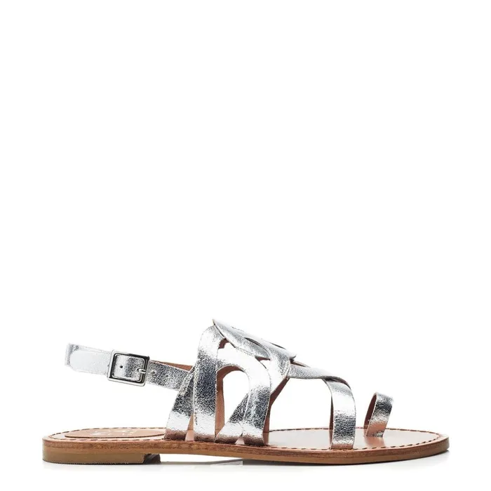 Moda In Pelle Ophellian Silver Leather Women Flat Sandals