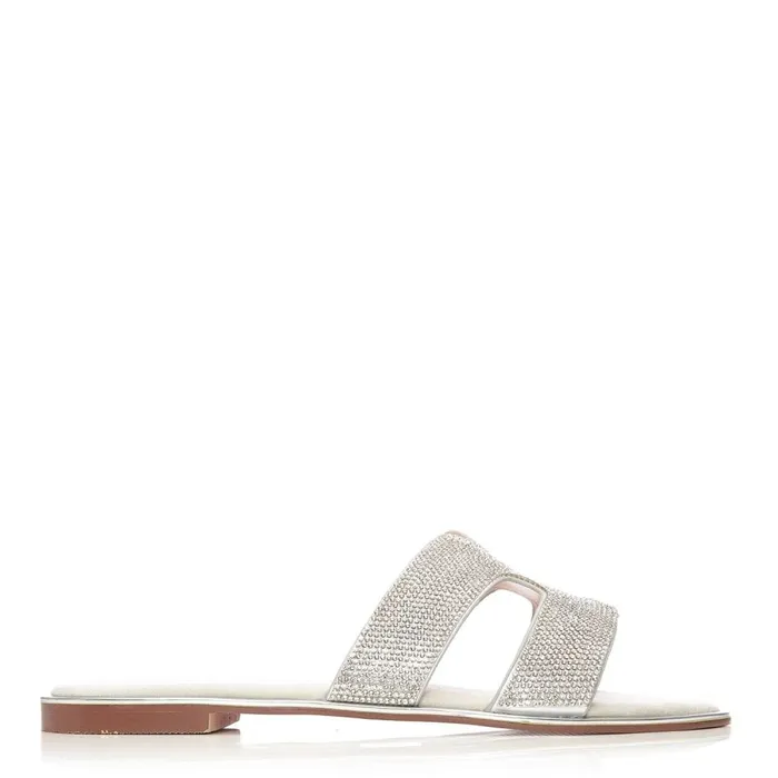 Moda In Pelle Ormay Silver Textile Women Flat Sandals