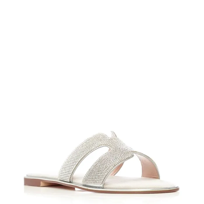 Moda In Pelle Ormay Silver Textile Women Flat Sandals