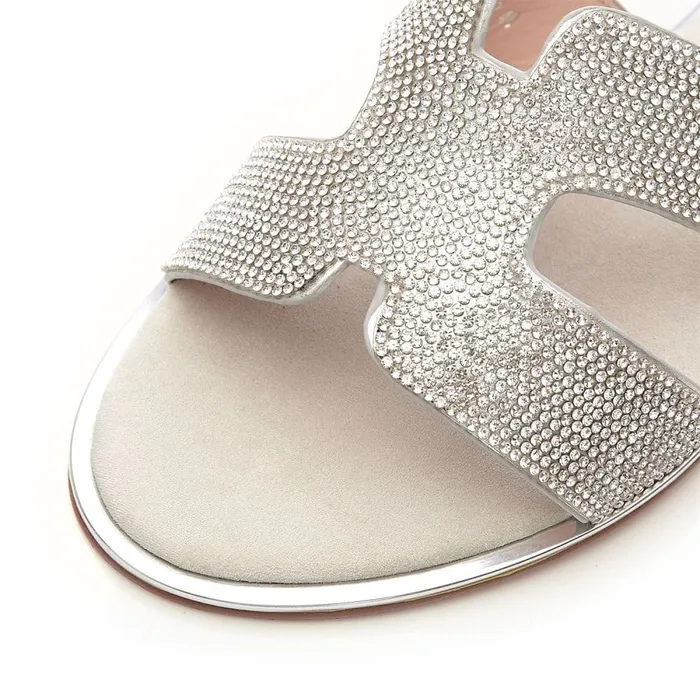 Moda In Pelle Ormay Silver Textile Women Flat Sandals