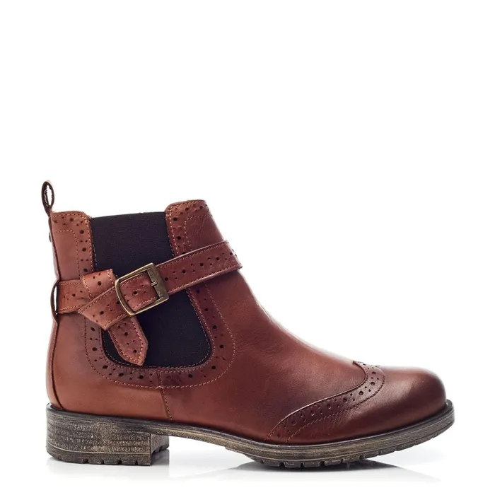 Moda In Pelle Orset Tan Leather Women Chelsea Boots