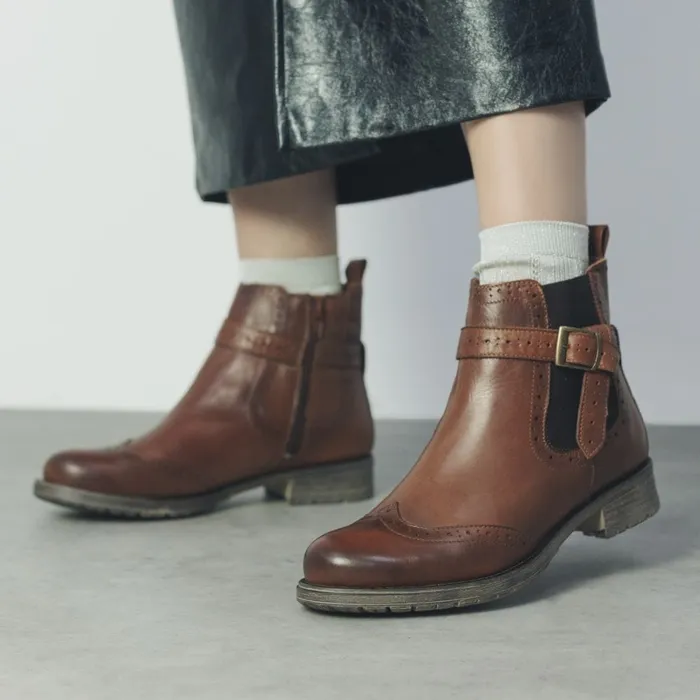 Moda In Pelle Orset Tan Leather Women Chelsea Boots