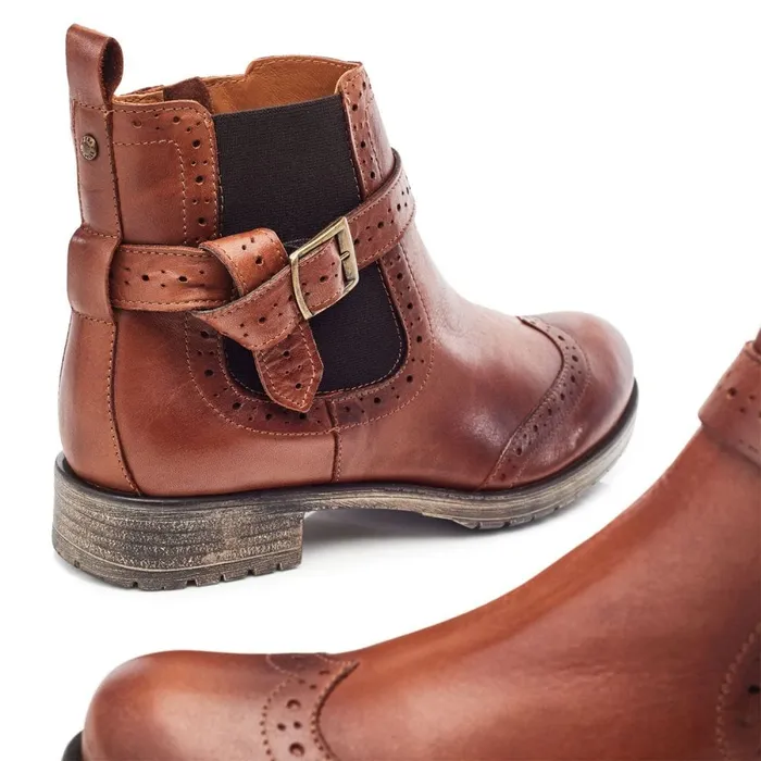 Moda In Pelle Orset Tan Leather Women Chelsea Boots