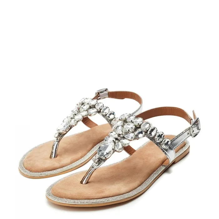 Moda In Pelle Otalia Silver Porvair Women Flat Sandals