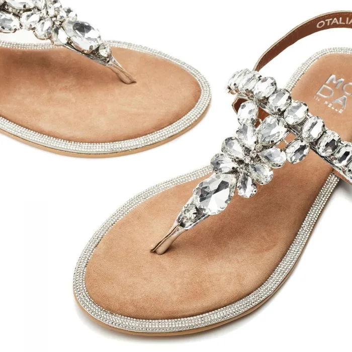 Moda In Pelle Otalia Silver Porvair Women Flat Sandals
