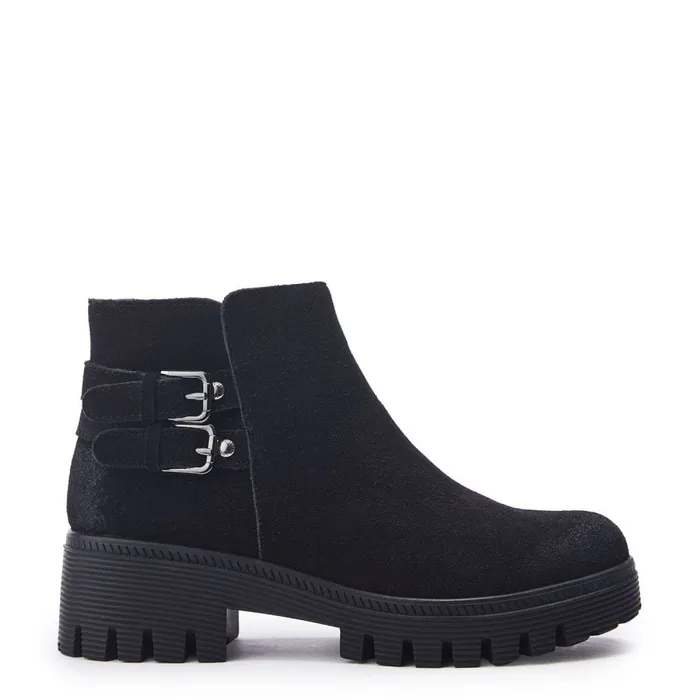 Moda In Pelle Ovah Black Suede Women Chunky Boots