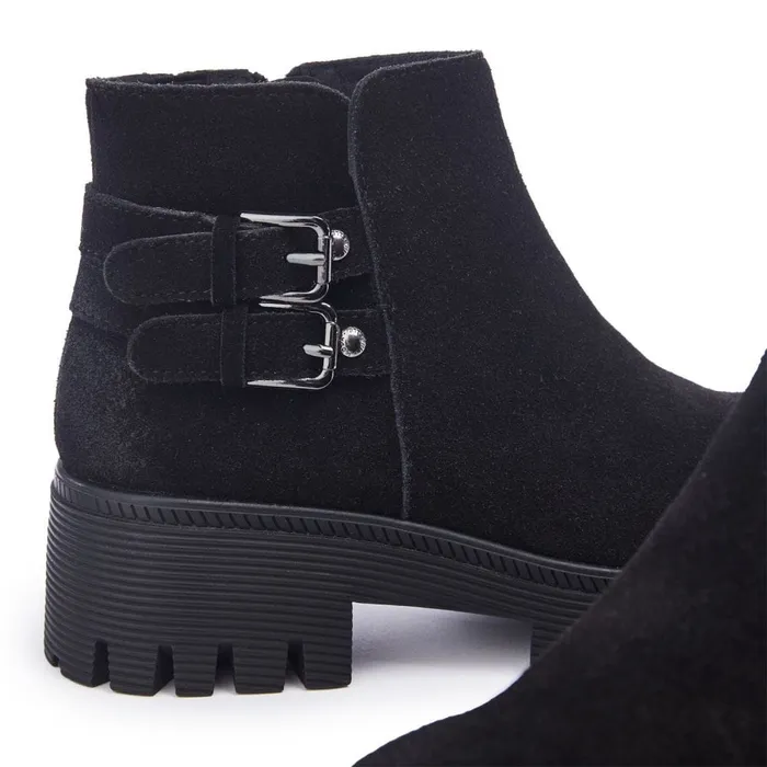 Moda In Pelle Ovah Black Suede Women Chunky Boots