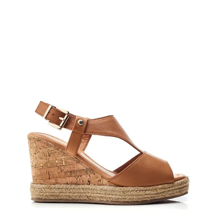 Moda In Pelle Petrina Tan Leather Women Wedge Sandals