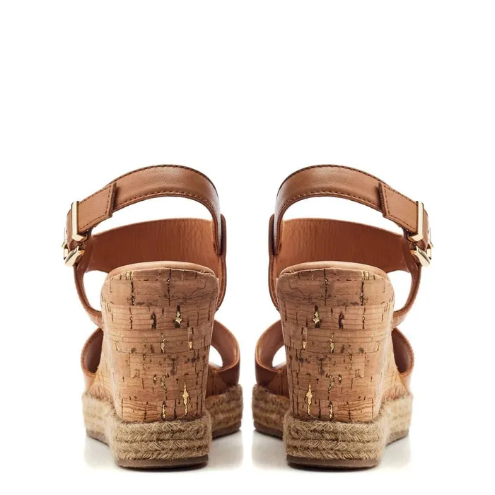 Moda In Pelle Petrina Tan Leather Women Wedge Sandals