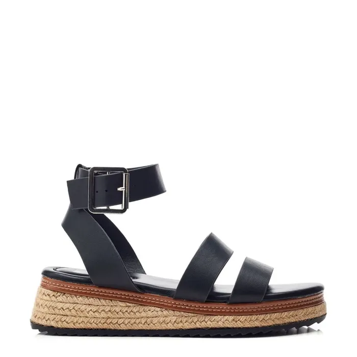 Moda In Pelle Pressley Black Porvair Women Wedge Sandals