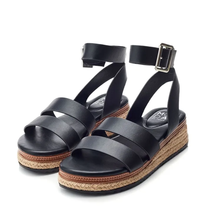 Moda In Pelle Pressley Black Porvair Women Wedge Sandals