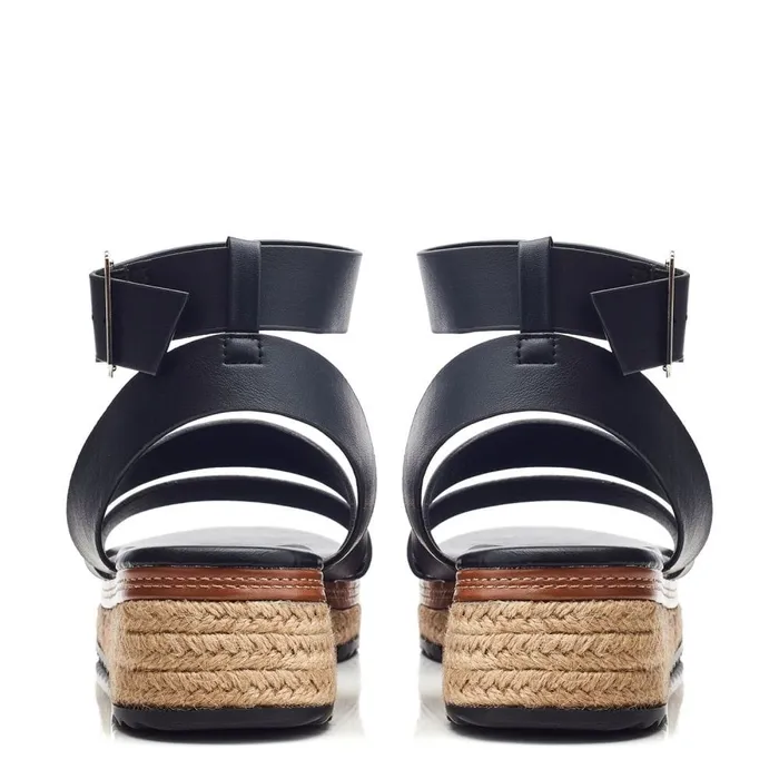 Moda In Pelle Pressley Black Porvair Women Wedge Sandals