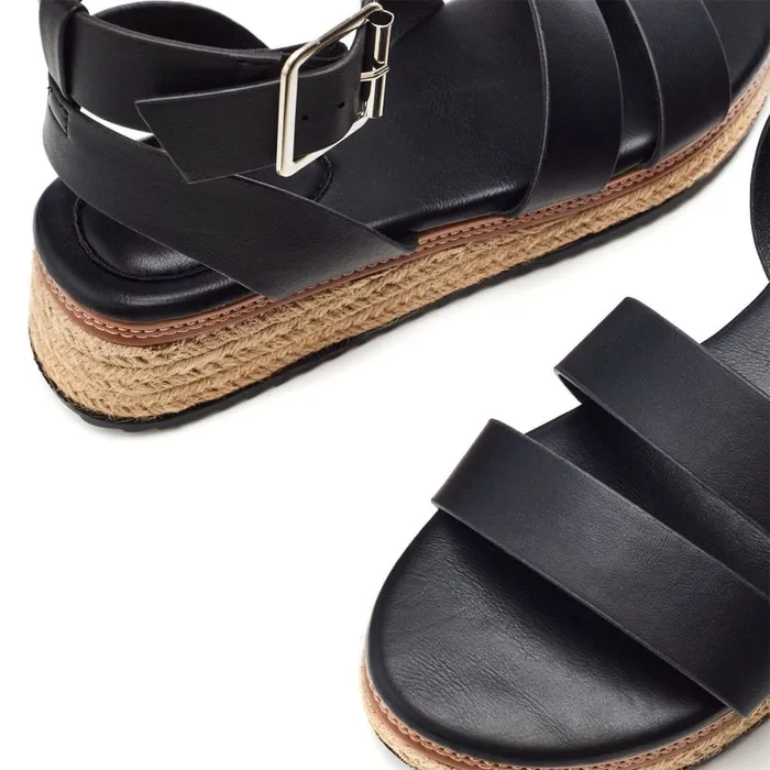 Moda In Pelle Pressley Black Porvair Women Wedge Sandals