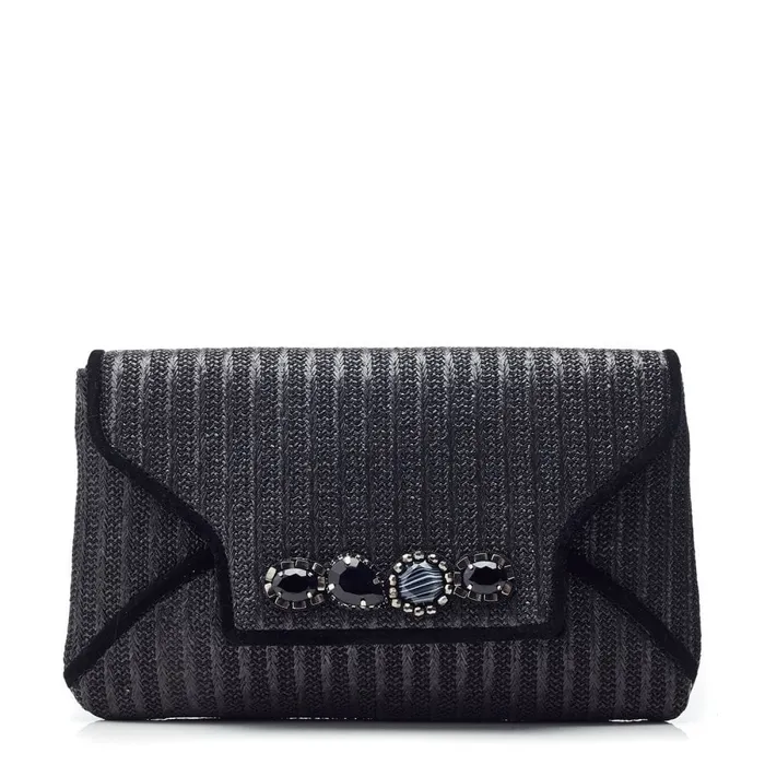 Moda In Pelle Quinn Bag Black Raffia Women Clutch Bags