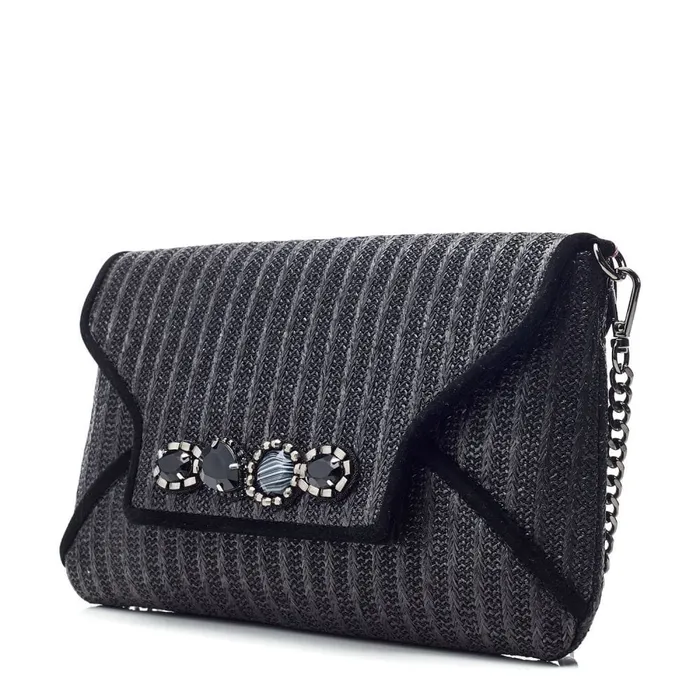 Moda In Pelle Quinn Bag Black Raffia Women Clutch Bags