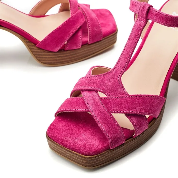 Moda In Pelle Quinnie Raspberry Suede Women Heeled Sandals