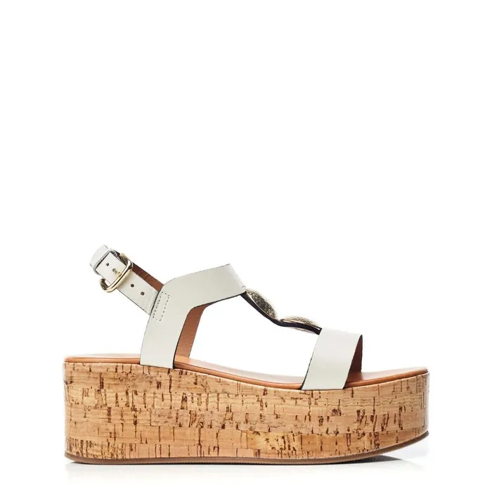 Moda In Pelle Rakeb Off White Leather Women Wedge Sandals