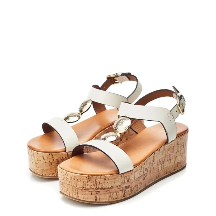 Moda In Pelle Rakeb Off White Leather Women Wedge Sandals