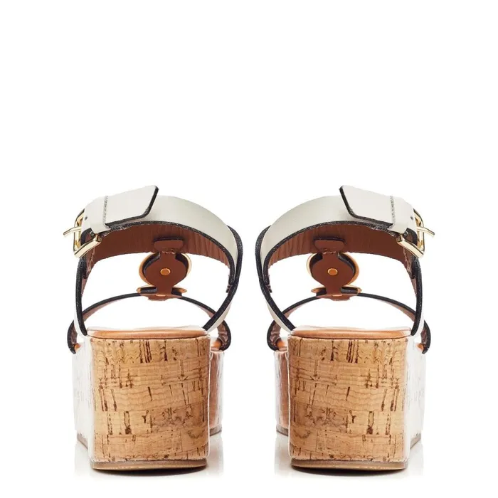 Moda In Pelle Rakeb Off White Leather Women Wedge Sandals