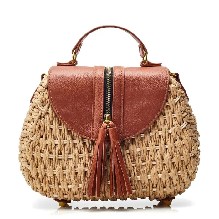 Moda In Pelle Ravello Bag Tan Raffia Women Clutch Bags