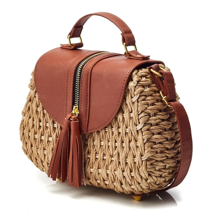 Moda In Pelle Ravello Bag Tan Raffia Women Clutch Bags