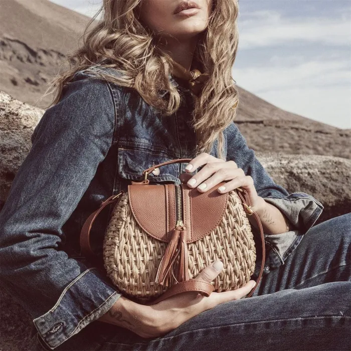 Moda In Pelle Ravello Bag Tan Raffia Women Clutch Bags