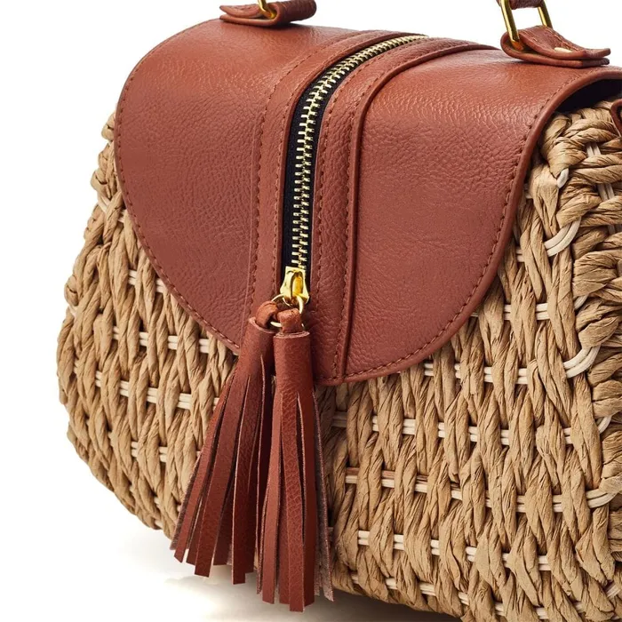 Moda In Pelle Ravello Bag Tan Raffia Women Clutch Bags
