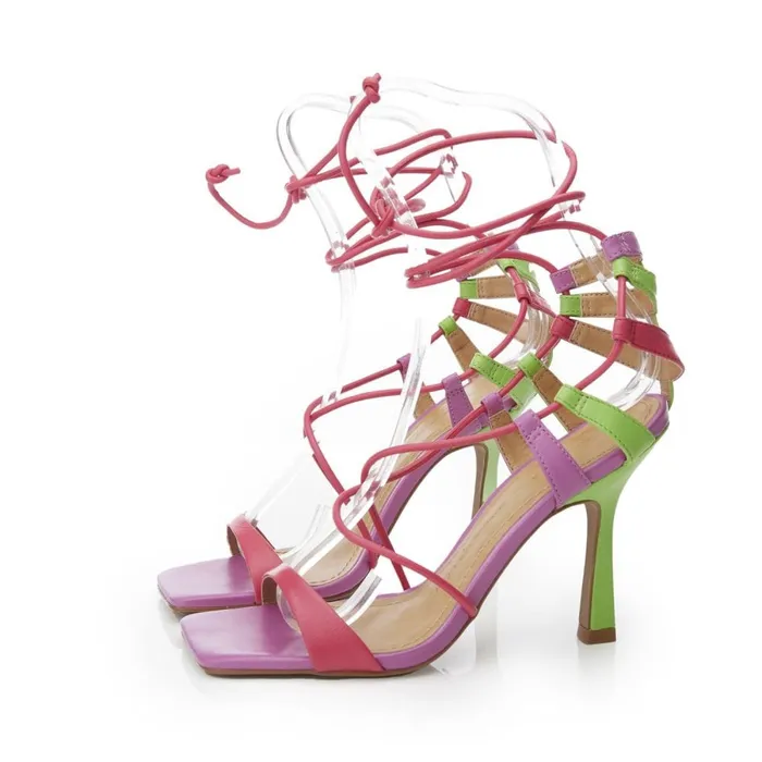 Moda In Pelle Rimini Multi Leather Women Heeled Sandals