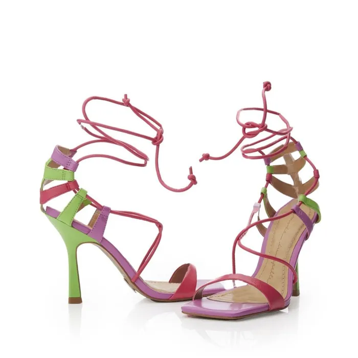 Moda In Pelle Rimini Multi Leather Women Heeled Sandals