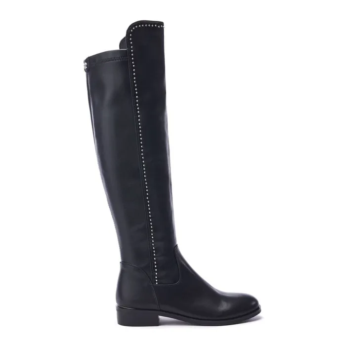 Moda In Pelle Salman Black Porvair Women Knee High Boots