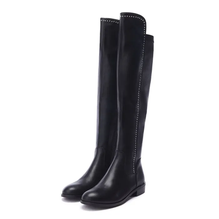Moda In Pelle Salman Black Porvair Women Knee High Boots
