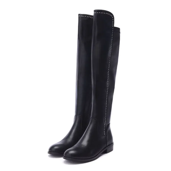 Moda In Pelle Salman Black Porvair Women Knee High Boots