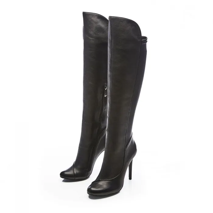 Moda In Pelle Savi Black Leather Women Knee High Boots
