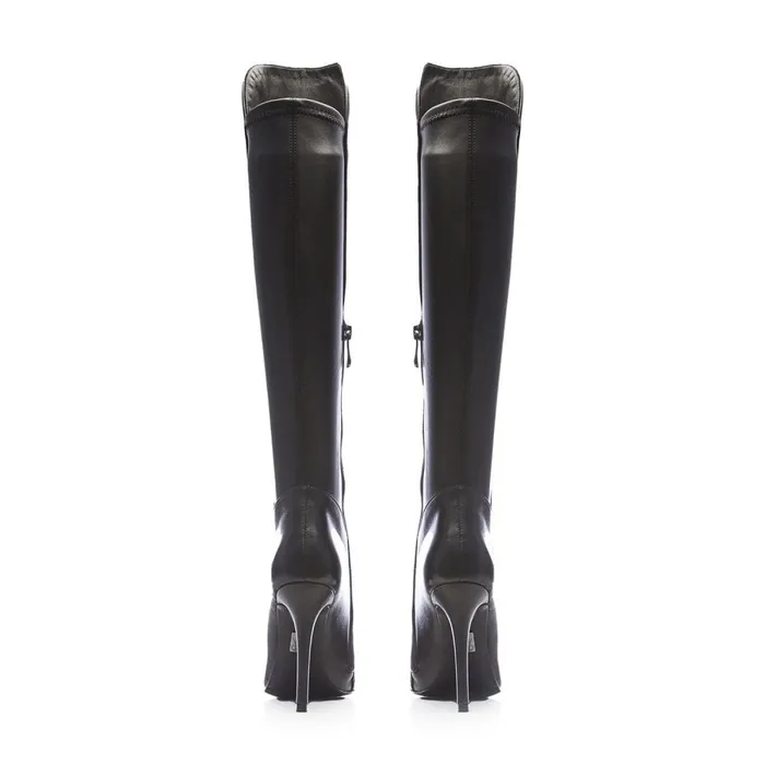 Moda In Pelle Savi Black Leather Women Knee High Boots